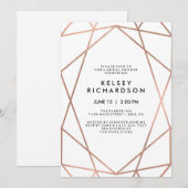 Invitation L'or géométrique des Roses Faux sur la Fête de l'm (Devant / Derrière)