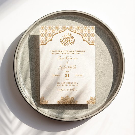 Invitation L'or islamique et le Mariage musulman blanc