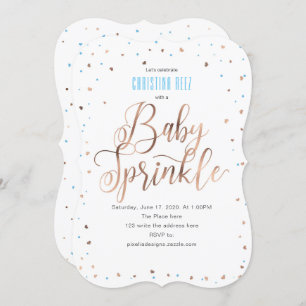 Invitation L'or moderne et rose, simple, arrosent avec amour,