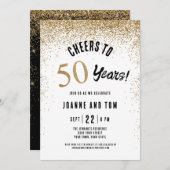Invitation L'or noir brille à 50 ans d'anniversaire Mariage (Devant / Derrière)