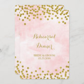 Invitation L'or rose d'aquarelle pointille le dîner de (Devant / Derrière)