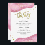 Invitation L'or rose de Geode et de Faux regardent le 30ème<br><div class="desc">Ces 30èmes invitations élégantes et modernes de fête d'anniversaire comportent les pierres roses de geode d'aquarelle,  avec la typographie de regard d'or de faux et éclaboussent.</div>