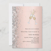 Invitation L'or rose en argent acclamé le luxe anniversaire (Devant)