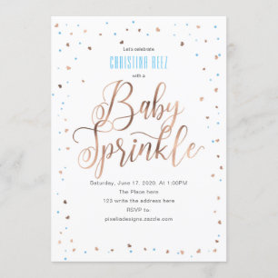 Invitation L'or rose, garçon, moderne, bébé arrosent