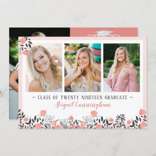 Invitation L'or rose géométrique floral de fête de remise des