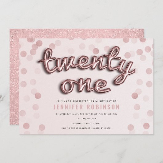 Invitation L'or rose rougissent le 21ème anniversaire de (Devant / Derrière)