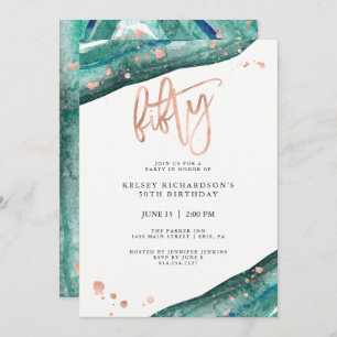 Invitation L'or rose turquoise de Geode et de Faux regardent