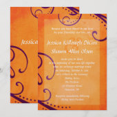 Invitation L'orange texturisée avec la prune tourbillonne (Devant / Derrière)