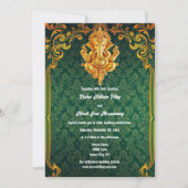 Invitation Lord Ganesh vert or paisley luxuriant indien (Devant)