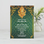 Invitation Lord Ganesh vert or paisley luxuriant indien (Debout devant)