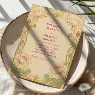 Invitation Lotus Botanique Romantique Vintage