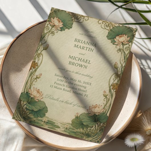 Invitation Lotus Botanique Vintage