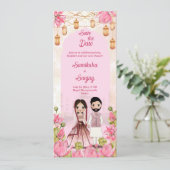 Invitation Lotus fleurs mignon marié couple mariage indien (Debout devant)