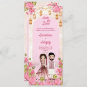 Invitation Lotus fleurs mignon marié couple mariage indien (Devant / Derrière)