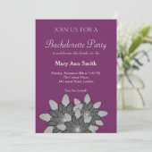 Invitation Lotus Floral Gris Pourpre (Debout devant)