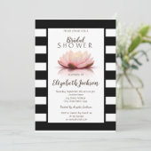 Invitation Lotus Flower Black White Stripes Fête des mariées (Debout devant)