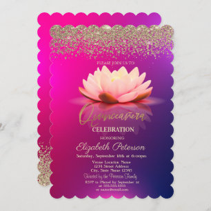 Invitation Lotus Gold Confetti Diamant Ombre