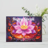 Invitation Lotus Lantern Light Diwali Card (Debout devant)