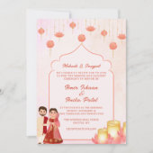 Invitation Lotus Lanterns Mehndi Sangeet Mariage indien (Devant)