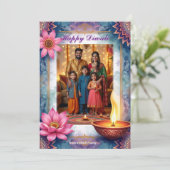 Invitation Lotus Lounge Diwali Greeting Card (Debout devant)