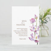 Invitation Lotus Moderne Beau Mariage Floral (Debout devant)