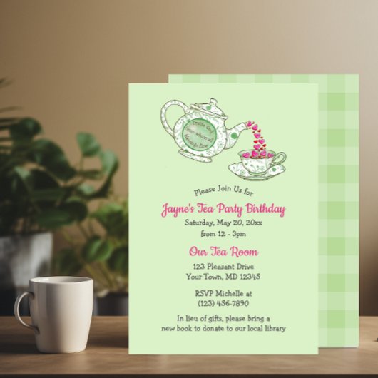 Invitation Louange à Dieu Théière verte Petite fête du thé su