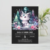 Invitation Loup adorable minimaliste Anniversaire (Debout devant)