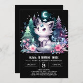 Invitation Loup adorable minimaliste Anniversaire (Devant / Derrière)