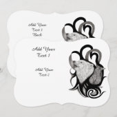 Invitation Loup blanc avec art tribal coréen (Devant / Derrière)