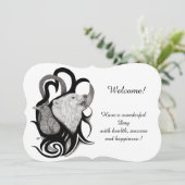 Invitation Loup blanc avec corbeau, Ajouter votre texte (Debout devant)