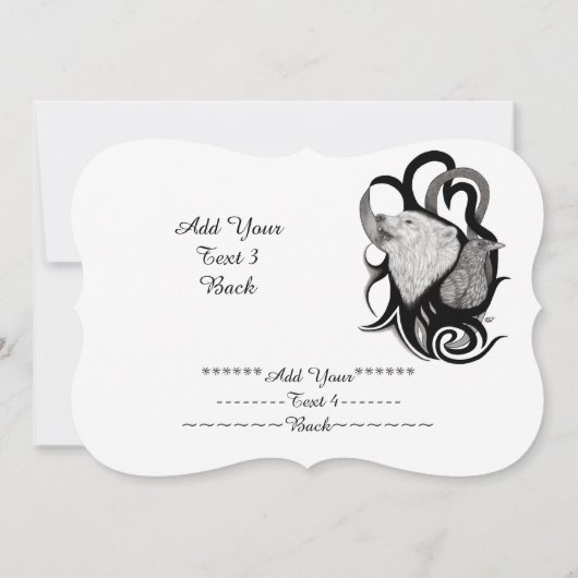 Invitation Loup blanc avec corbeau, Ajouter votre texte Invit (Dos)