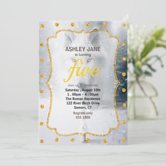 Invitation Loup blanc géant (Debout devant)