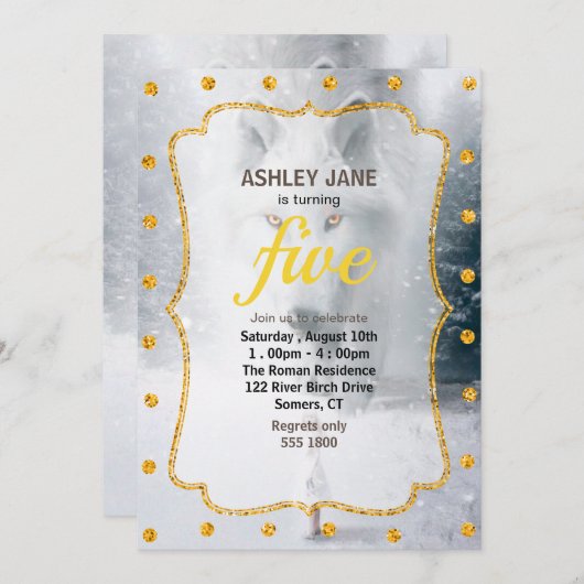 Invitation Loup blanc géant (Devant / Derrière)