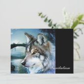 Invitation loup de lune de forêt de bois (Debout devant)