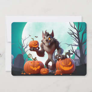 Invitation Loup-garou d'Halloween et citrouilles
