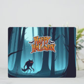 Invitation Loup-garou d'Halloween et citrouilles (Debout devant)