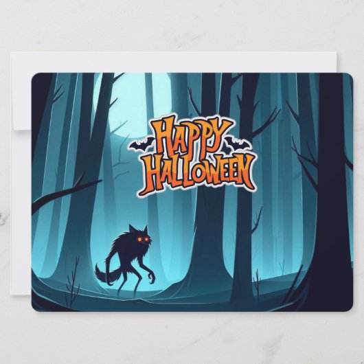 Invitation Loup-garou d'Halloween et citrouilles (Devant)