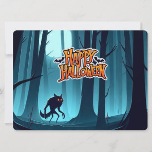 Invitation Loup-garou d'Halloween et citrouilles