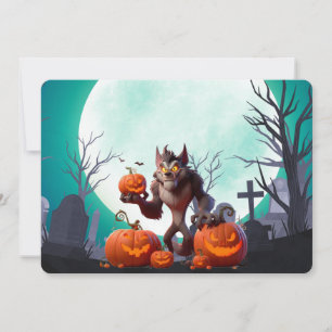 Invitation loup-garou et citrouilles d'Halloween