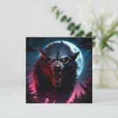 Invitation Loup-garou grognant effrayant (Debout devant)
