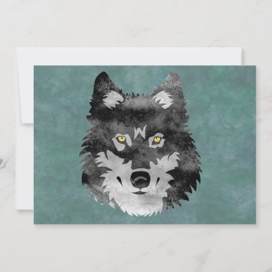 Invitation Loup gris d'aquarelle (Devant)