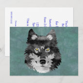 Invitation Loup gris d'aquarelle (Devant / Derrière)