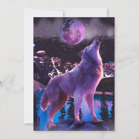 Invitation Loup gris hurlant dans la forêt (Dos)
