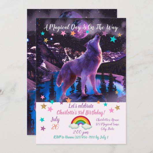 Invitation Loup gris hurlant dans la forêt (Devant / Derrière)