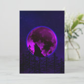 INVITATION LOUP HURLANT LUNE MAGENTA (Debout devant)