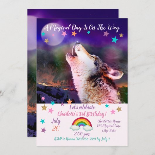 Invitation Loup la nuit (Devant / Derrière)