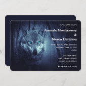 Invitation Loup sauvage magique avec Mariage bleu Extraordina (Devant / Derrière)