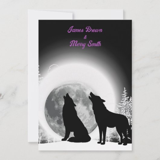 Invitation Loups noirs et blancs Howl Moon Mariage (Devant)