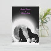 Invitation Loups noirs et blancs Howl Moon Mariage (Debout devant)