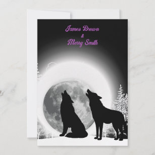 Invitation Loups noirs et blancs Howl Moon Mariage